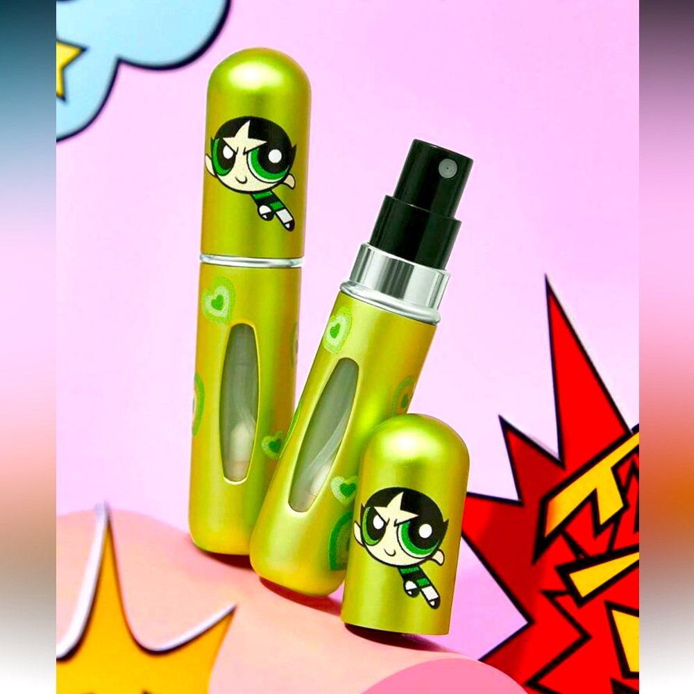 Powerpuff Girls Green Perfume Atomizer Set NWT